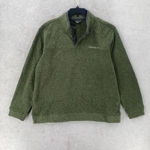 Eddie Bauer Fleece‎ Henley Pullover Mens XL Green Radiator Snap Sweater NICE!!!